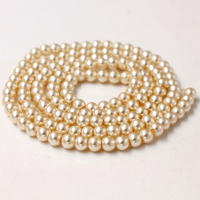 Glass Pearl Beads, Round, Peach Yellow, different size for choice, Hole:Approx 1mm, Length:Approx 32 Inch