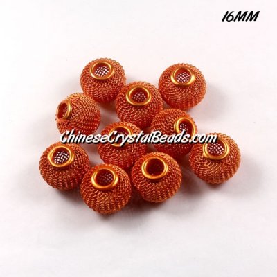 16mm Orange Mesh Bead, Basketball Wives, 15 pieces