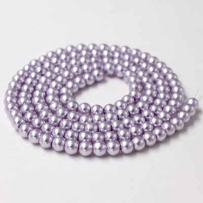Glass Pearl Beads, Round, lt Amethyst, different size for choice, Hole:Approx 1mm, Length:Approx 32 Inch