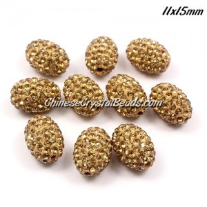 Oval Pave Beads, 11x15mm, Clay, champagen, sold per 10pcs bag