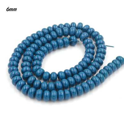 100Pcs 6x3.5mm Smooth Roundel Shape Glass Beads, rondelle glass beads strand, hole 1mm, blue