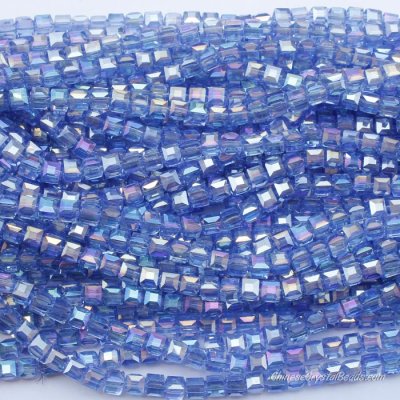 98Pcs 6mm Cube Crystal beads,med sapphire AB