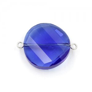 Twist shape Faceted Crystal Pendants Necklace Connectors, 22x29mm, med sapphire, 1 pc