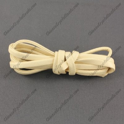 4 folded Nappa flat leather cord, 4mm, milk white,