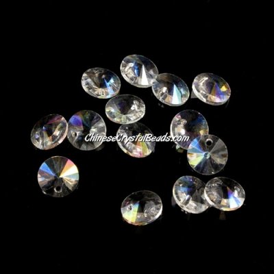 20Pcs 8mm Crystal Rivolis Beads, Crystal Satellite Drill, hole 1mm, clear AB