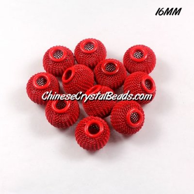 16mm Red Mesh Bead, Basketball Wives, 15 pieces