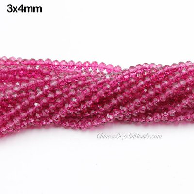 130Pcs 3x4mm Chinese Crystal Rondelle Beads strand, Paint purple wine