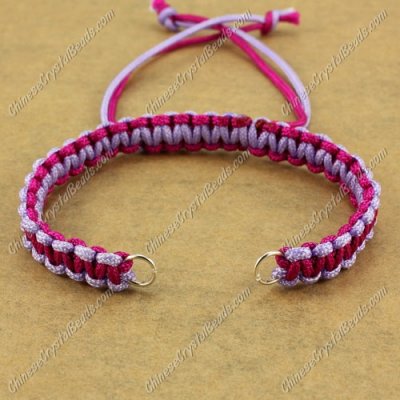 Pave chain, nylon cord, ruby and lt-violet, wide : 7mm, length:14cm