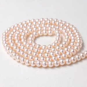 Glass Pearl Beads, Round, light peach, different size for choice, Hole:Approx 1mm, Length:Approx 32 Inch