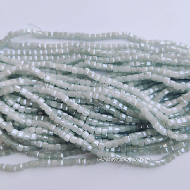 4mm Cube Crystal beads about 95Pcs, gray jade light - Click Image to Close