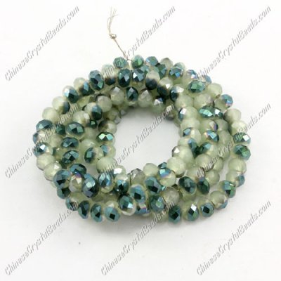 130Pcs 3x4mm Chinese rondelle crystal beads, green jade and green light