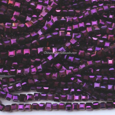 98Pcs 6mm Cube Crystal beads,purple light