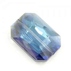 Chinese Crystal Multi-Faceted Rectangle Pendant, blue light, 24 x 33mm, 1pcs