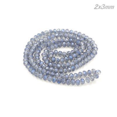 130Pcs 2x3mm Chinese Crystal Rondelle Beads, Magic Blue