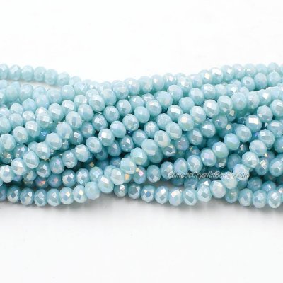 4x6mm Opaque aqua AB Chinese Crystal Rondelle Beads about 95 beads