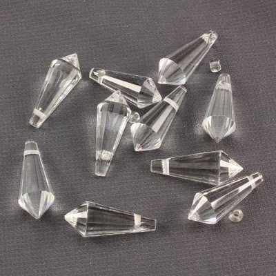 Chinese Crystal Icicle Drop Beads, 8x20mm, 1-hole, clear, sold per pkg of 10 pcs