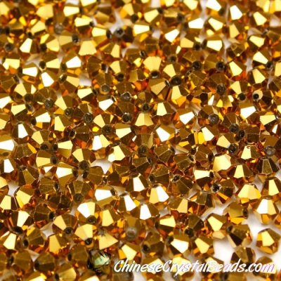 700pcs Chinese Crystal 4mm Bicone Beads,Gold, AAA quality