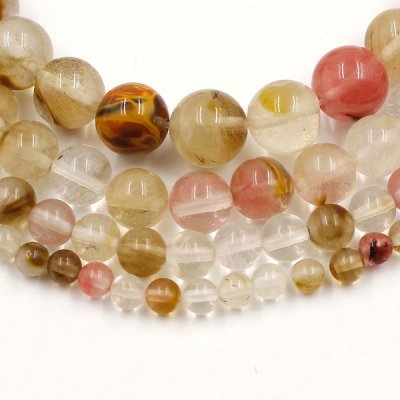Watermelon Beads, Natural Gemstone Beads round 4mm, 6mm, 8mm, 10mm, 12mm, 15.5 inch