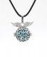 Angel wings Harmony Ball Pendant Women Necklace with 30 inchChain For Pregnant Women, platinum plated brass, 1pc