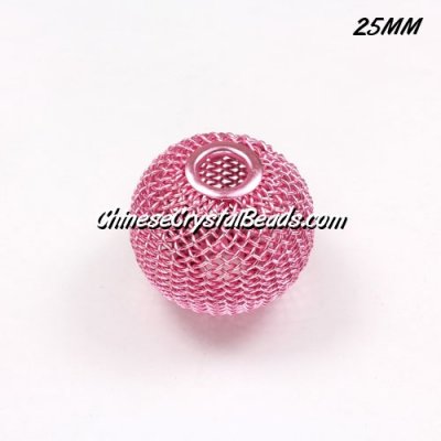 25mm pink Mesh Bead, Basketball Wives, 10 pieces