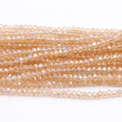 130Pcs 2.5x3.5mm Chinese Crystal Rondelle Beads, Champagne pink AB