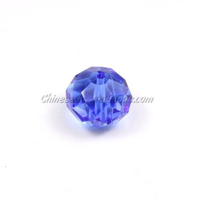 Chinese Crystal Rondelle Bead Strand, med Sapphire, 14x18mm ,10 beads