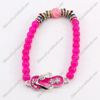 grass beads Stretch bracelet slipper charm, 6mm glass beads