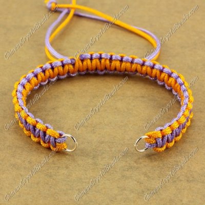 Pave chain, nylon cord, yellow and lt-vilet, wide : 7mm, length:14cm