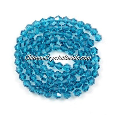 Chinese Crystal 4mm Bicone Bead Strand, Blue Zircon, about 120 beads