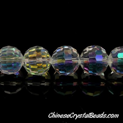 Crystal Disco Round Beads, Clear AB, 96fa, 12mm, 16 beads