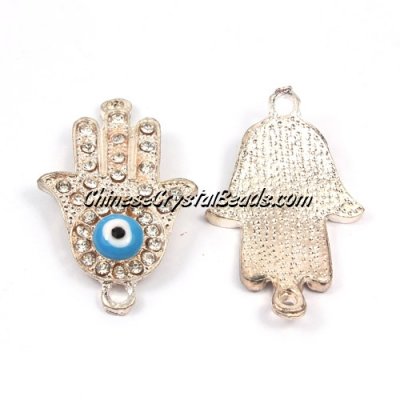 Hand of Fatima pendant, evil eye, 35x20mm, hole about 2.8mm, rose gold, sold 1pcs