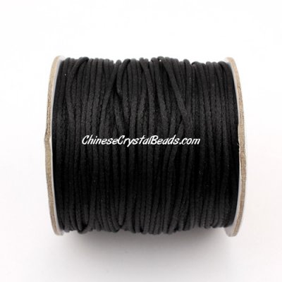 1.5mm Satin Rattail Cord thread, #02, black, 80Yard spool