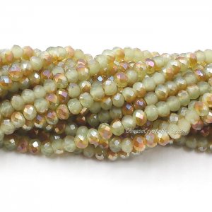 4x6mm Lime green jade half amber light Chinese Crystal Rondelle Beads about 95 beads
