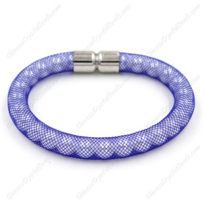 Pearl mesh bracelet, blue mesh, width:8mm, 1 pc