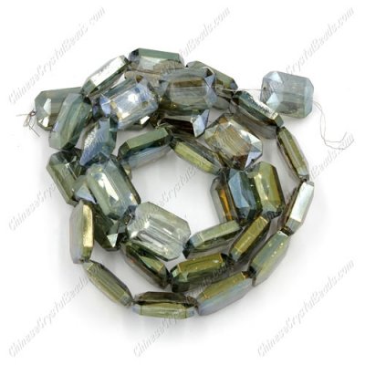 Chinese Crystal Faceted Rectangle Pendant ,green light, 13x18mm, 10 beads