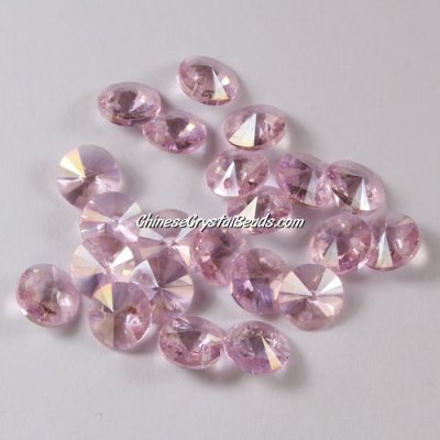 20Pcs 8mm Crystal Rivolis Beads, Crystal Satellite Drill, hole 1mm, pink AB