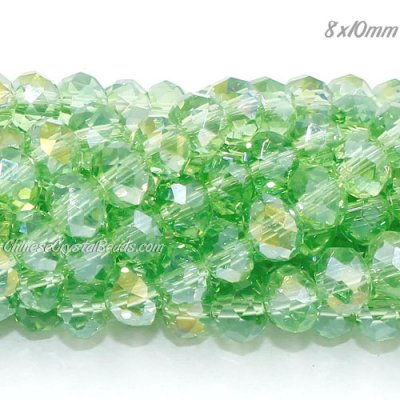 70 pieces 8x10mm Crystal Rondelle Bead, lime green AB