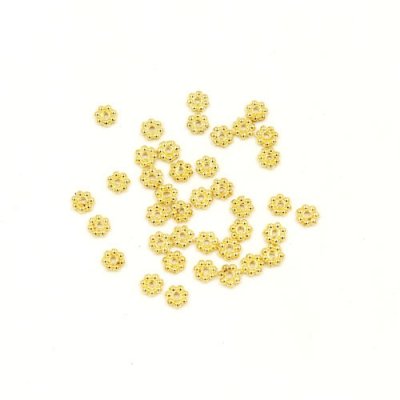 Zinc Alloy Spacer Beads, flowr, gold plated, 4x1mm, hole:1mm, 200pcs