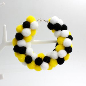 Pom poms Hoop Earring, 2.6 inch, #1, sold by 1 pair