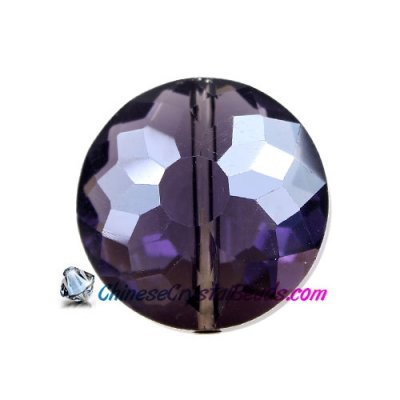 Chinese crystal round sunflower pendant, Violet , 11x18x18mm, PKG 10 pendant