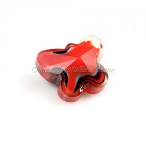 Millefiori Crystal Butterfly Beads, red, 12x14mm , 10 beads
