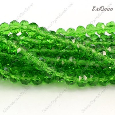 70Pcs 8x10mm Chinese Crystal Rondelle Beads Strand, Fern Green