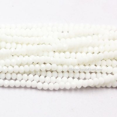 130Pcs 2.5x3.5mm Chinese Crystal Rondelle Beads, Snowy white