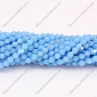 Chinese Crystal 4mm Bicone Bead Strand, Opaque light sapphire , 100 beads