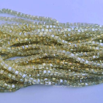 4mm Cube Crystal beads about 95Pcs, lemon AB