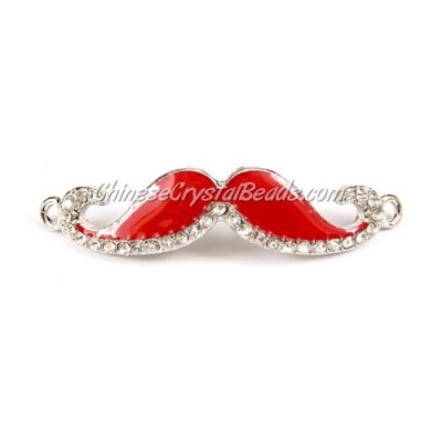 Pave accessories, mustache, 13x55mm, Red, Sold individually.