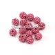 50pcs, 8mm Pave clay disco beads, hole: 1mm, pink