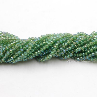 130 beads 3x4mm crystal rondelle beads Fern Green AB2