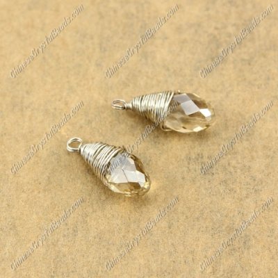 Wire Working Briolette Crystal Beads Pendant, 6x12mm, Silver shade, 1 pcs