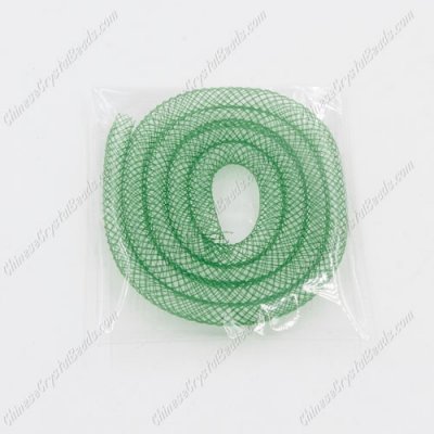 DIY Mesh Bracelet soft nylon fishnet tube, green, width:4mm, 40cm